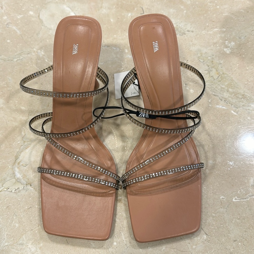 Zara Clear Rhinestone Heels